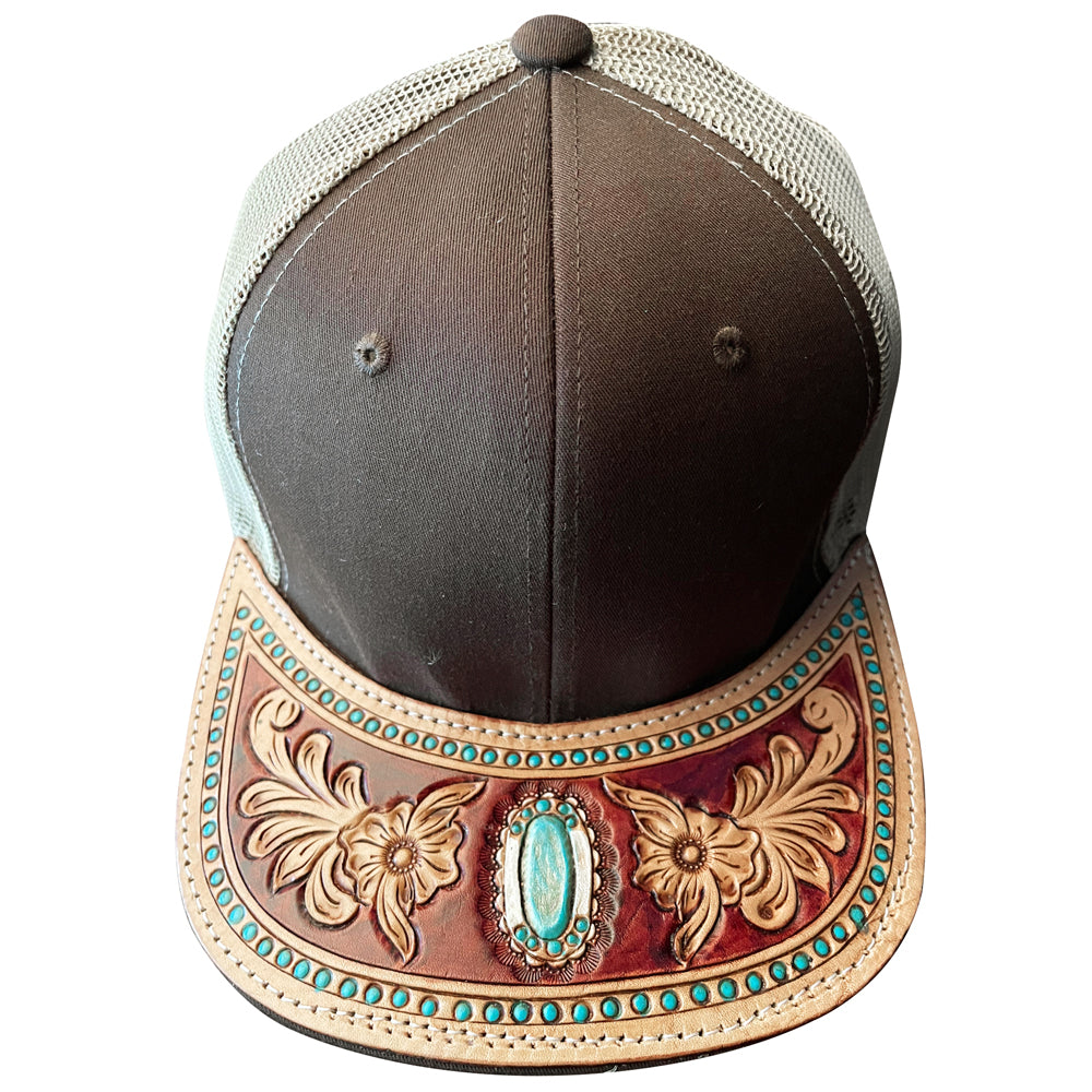 American Darling Men/Women Adjustable Cap With Leather On Visor Brown | Vintage