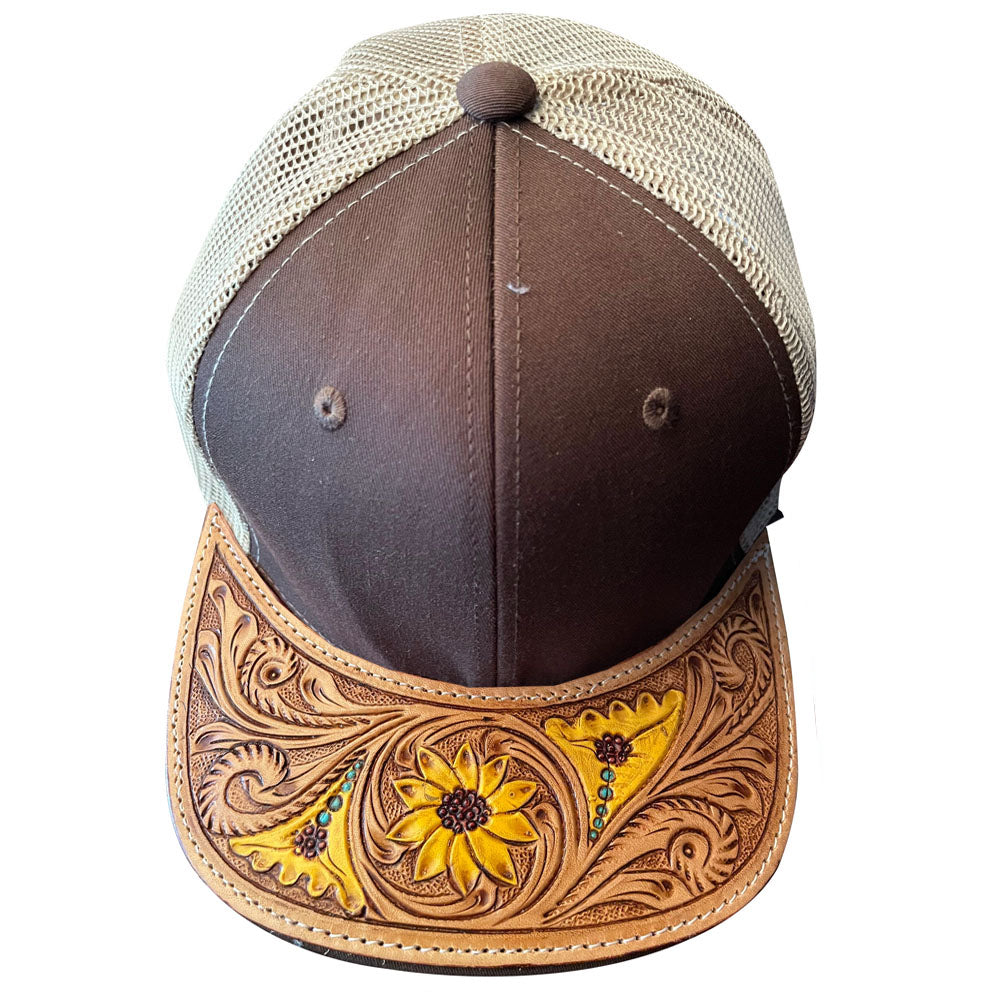 American Darling Men/Women Adjustable Cap With Leather On Visor Brown | Vintage