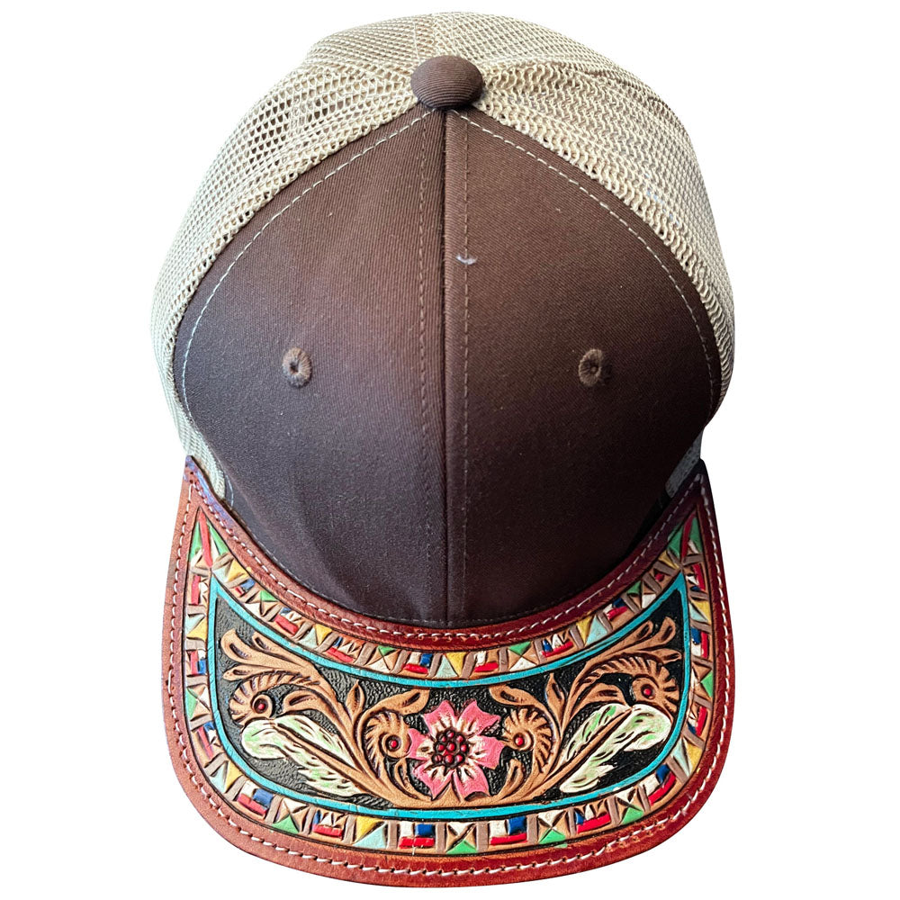American Darling Men/Women Adjustable Cap With Leather On Visor Brown | Vintage
