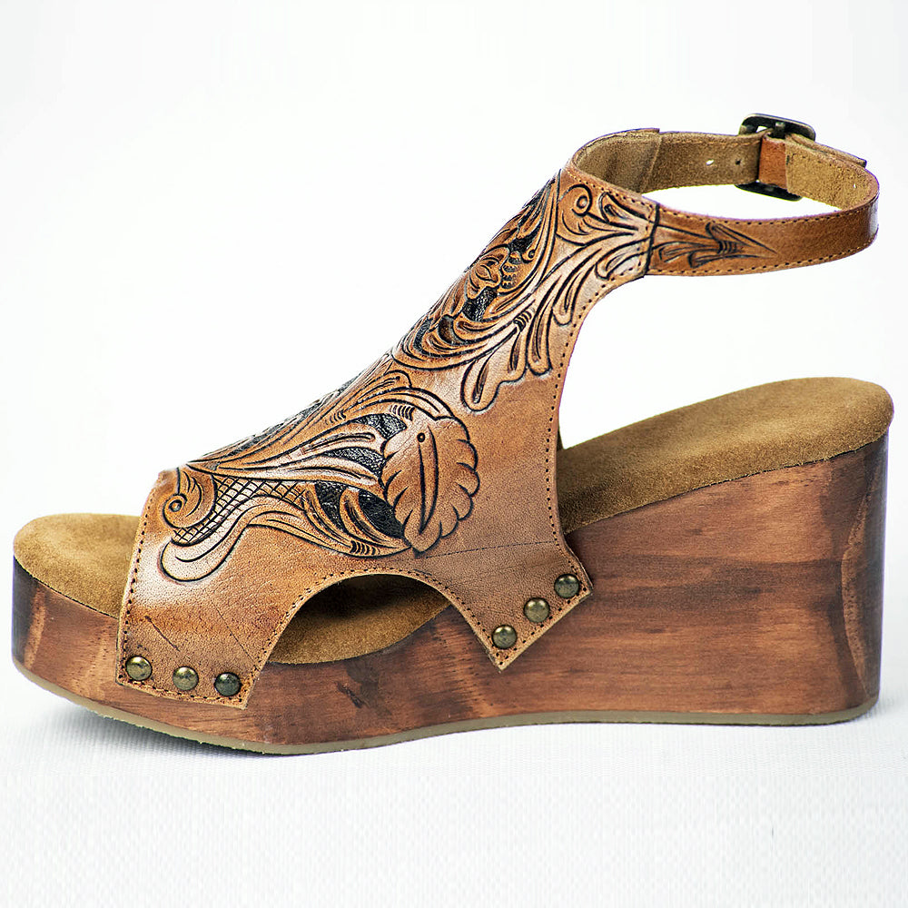 American Darling ADFT106 Hand tooled carved genuine leather sandal footwear flip flop