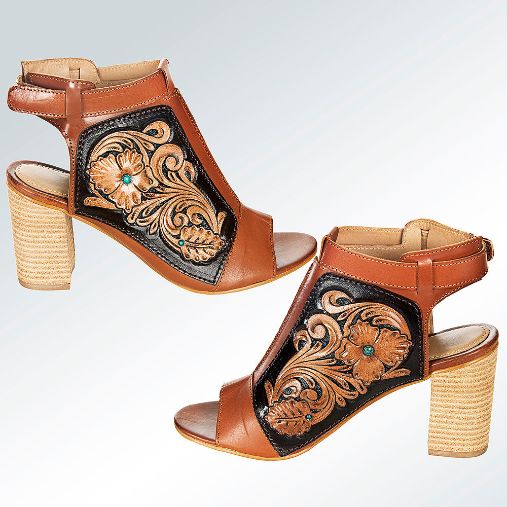 American Darling ADFT115 Hand tooled carved genuine leather sandal footwear flip flop