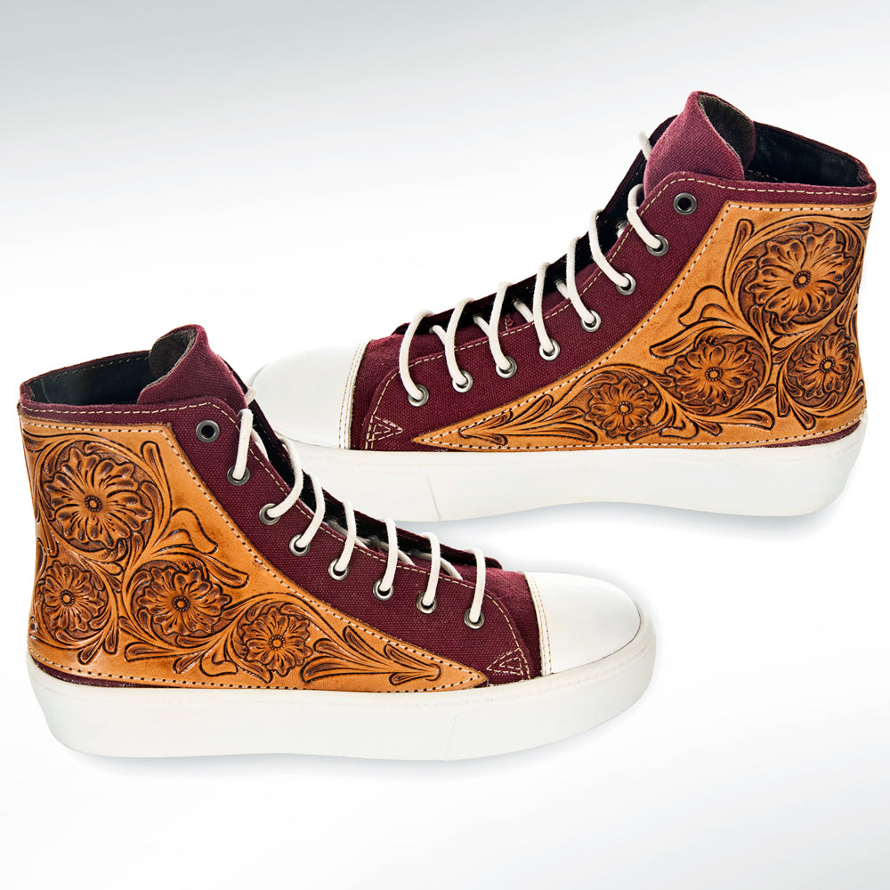 American Darling ADFT123 Hand tooled carved genuine leather trim lightweight shoe footwear slip on