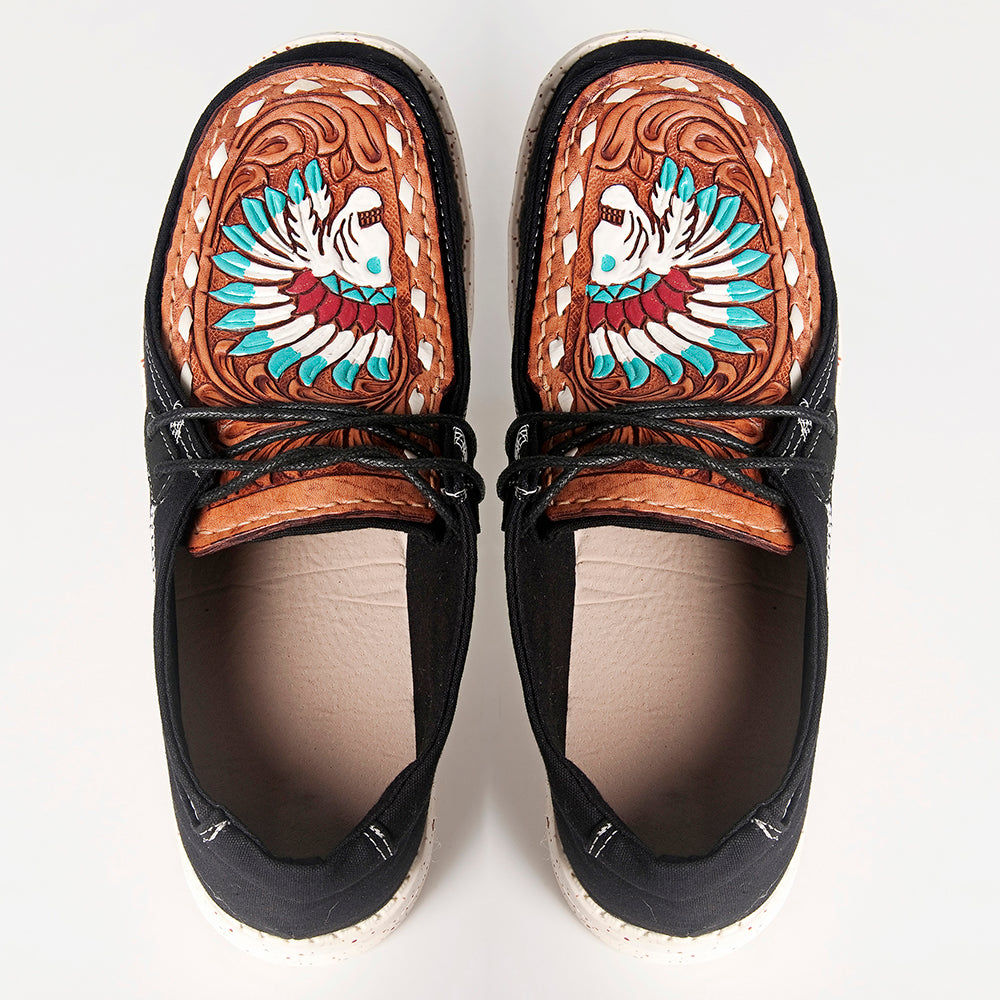 American Darling Hand tooled carved genuine leather trim lightweight shoe footwear slip on