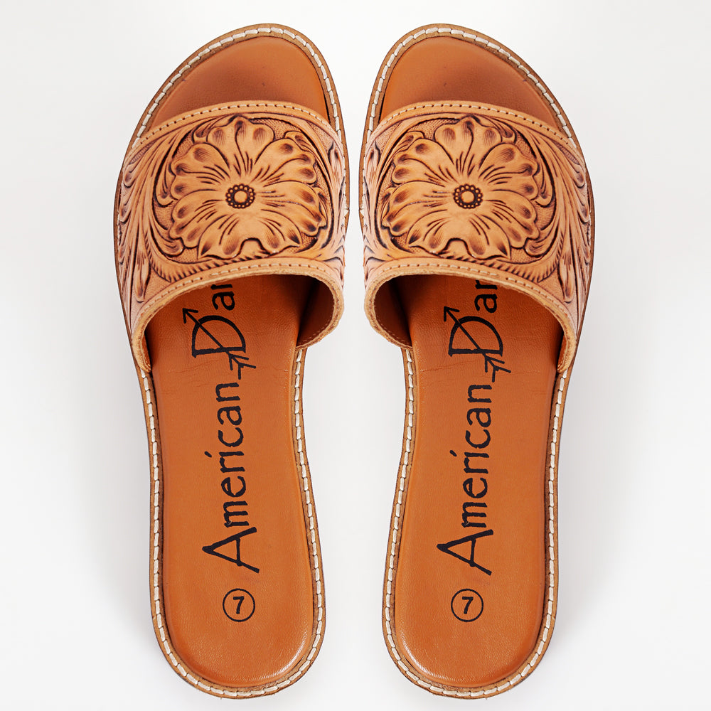 American Darling Hand Tooled, Carved Genuine Leather Sandal Footwear Flip Flop | Tooled