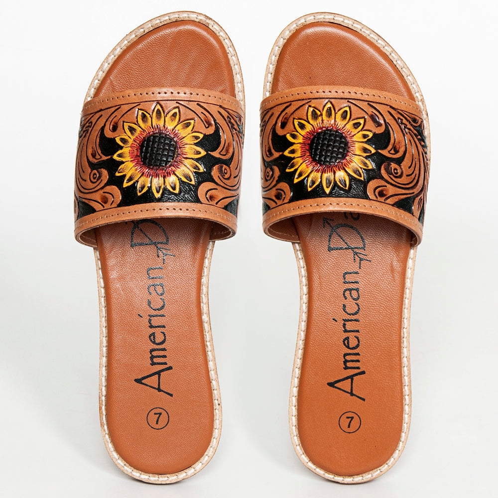 American Darling Hand Tooled, Carved Genuine Leather Sandal Footwear Flip Flop | Tooled