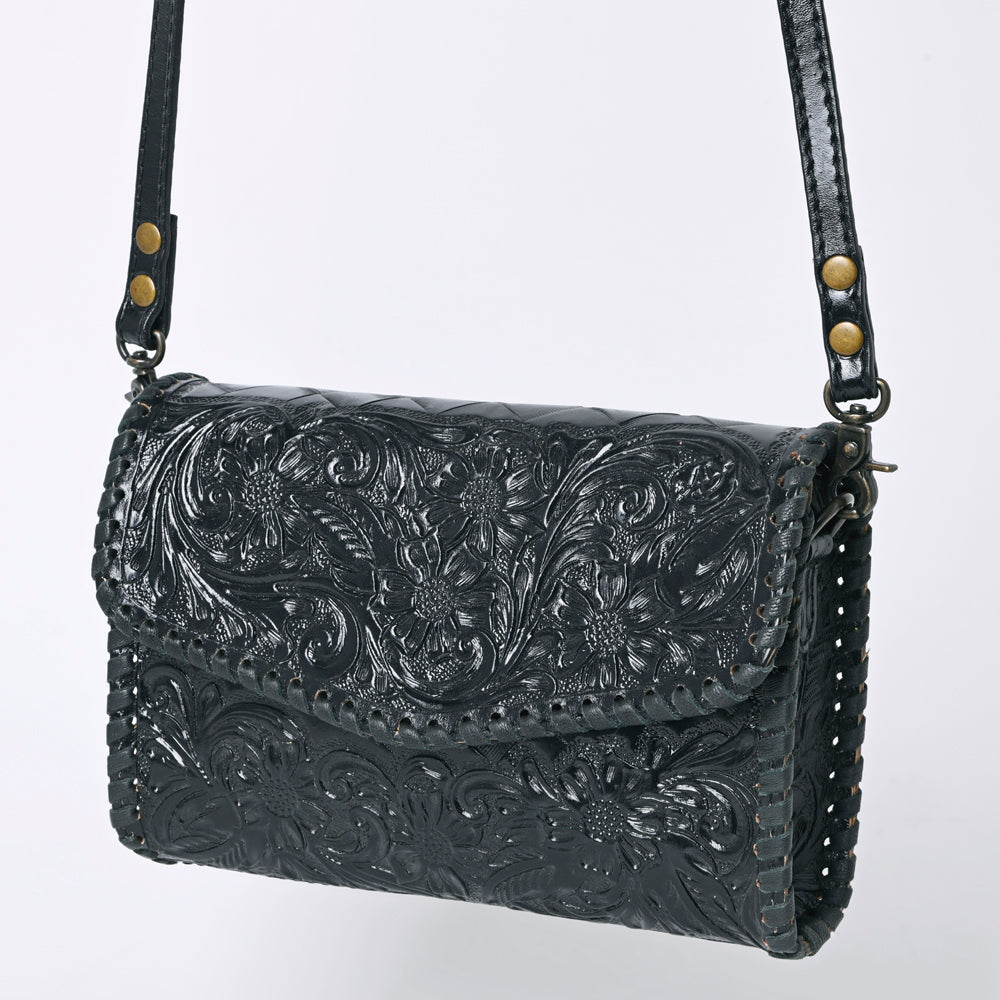 American Darling Western Leather Crossbody Bag Hand Tooled Floral Carved Shoulder Purse with Whipstitch Detail & Adjustable Strap for Women
