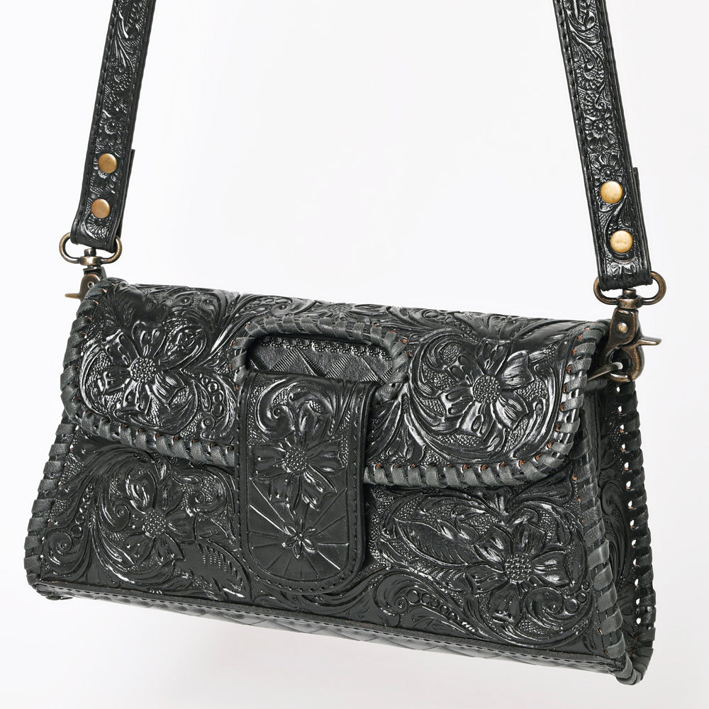 American Darling Western Leather Wallet Bag Hand Tooled Floral Carved Purse with Cutout Handle