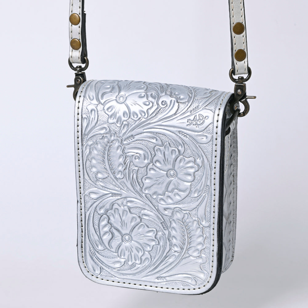 American Darling Western Leather Cell Phone Bag Hand Tooled Floral Carved Crossbody Purse with Adjustable Strap