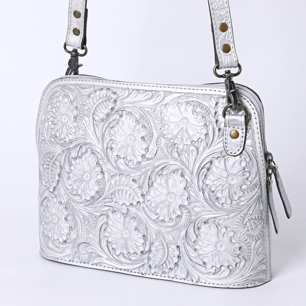 American Darling Western Crossbody Bag for Women Hand Tooled Floral Leather Purse with Adjustable Strap