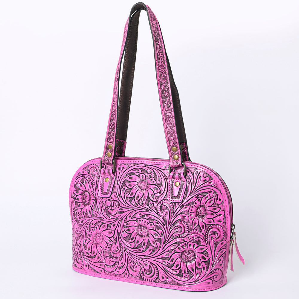 American Darling Western Leather Tote Bag Hand Tooled Floral Carved Purse with Quilted Back & Tooled Straps for Women