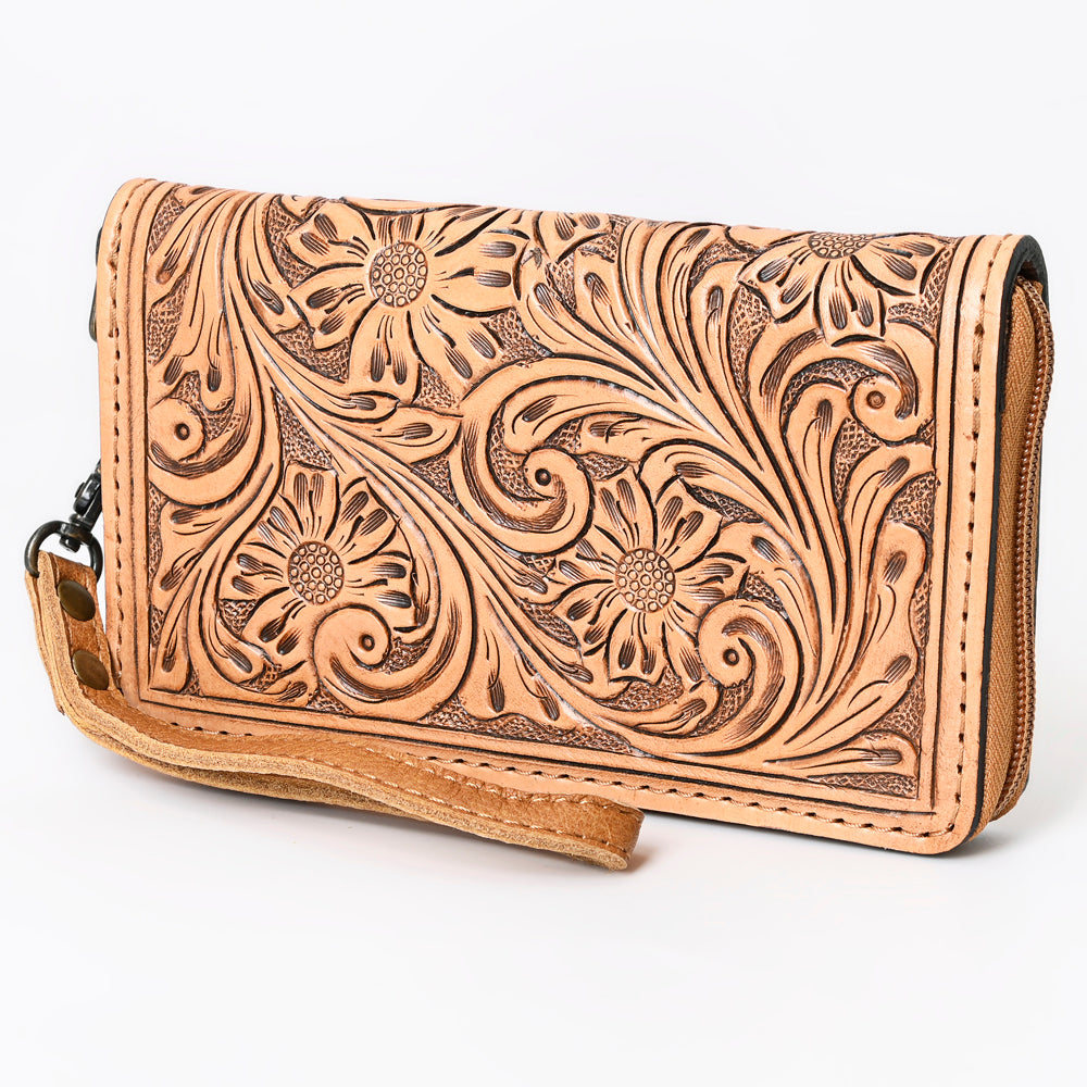 American Darling Clutch Hand Tooled Genuine Leather Western Women Bag Handbag Purse Tan | Purses for Cute