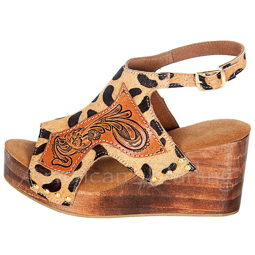 American Darling ADFT108 Hand tooled carved genuine leather sandal footwear flip flop