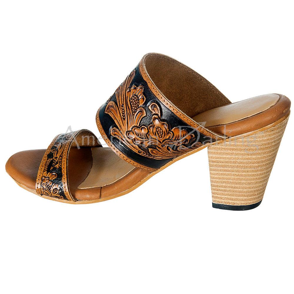 American Darling ADFT111 Hand tooled carved genuine leather sandal footwear flip flop
