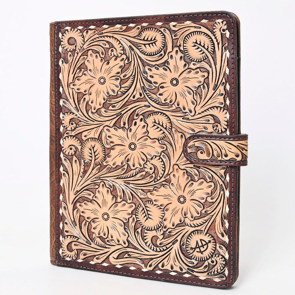 American Darling Western Tablet Sleeve Handcrafted from Hand Tooled Genuine Leather | Floral Carved Portfolio Case with Snap Closure