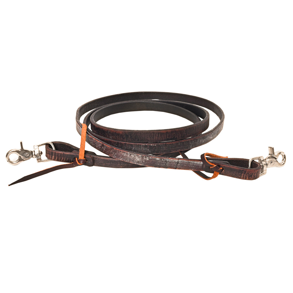 HILASON Western Horse American Leather Latigo Ends Roper Reins, Dark Brown | Reins Barrel Racing Roping for Horses