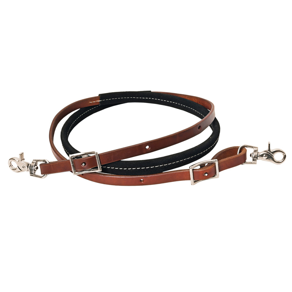HILASON Western Horse American Leather Barrel Roper Reins Brown & Black | Racing Roping for Horses