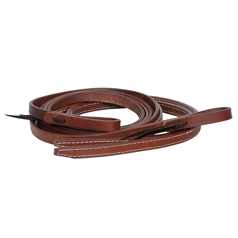 HILASON Western Horse American Leather Flat Reins Dark Brown | Roper Barrel Racing Roping for Horses