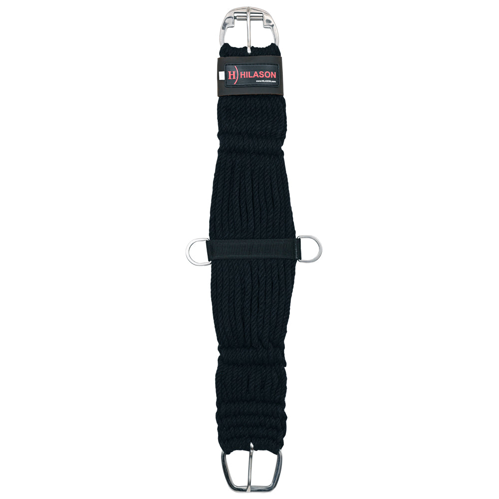 HILASON Horse Western 27 Strand Double Weave Black Roper Cinch | Girth Strap for Horses Back Saddle