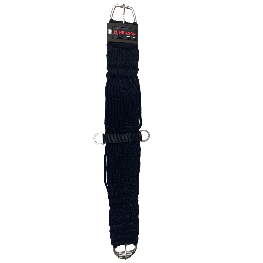 HILASON Horse Western 27 Strand Double Weave Black Roper Cinch | Girth Strap for Horses Back Saddle