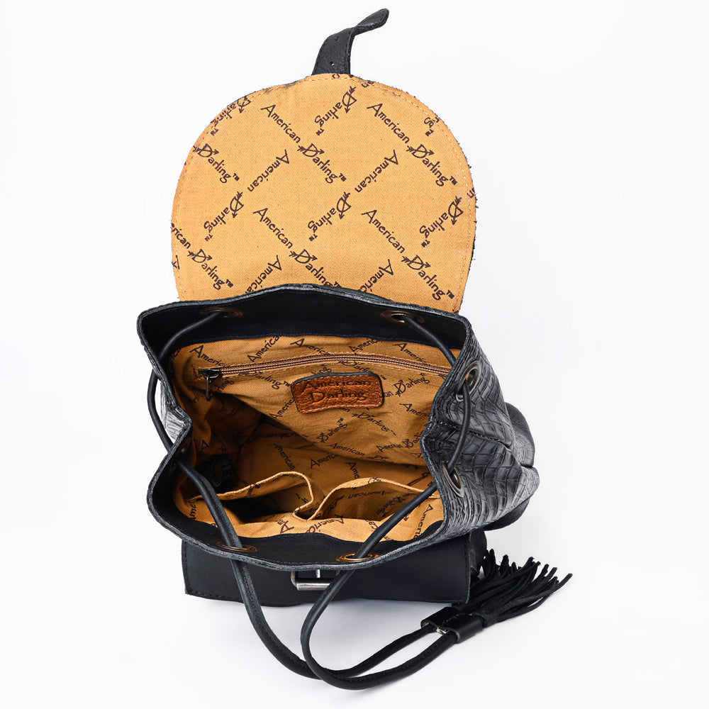 ADBG1179B American Darling Crocodile Embossed Leather Backpack -Western Flap Closure Bag