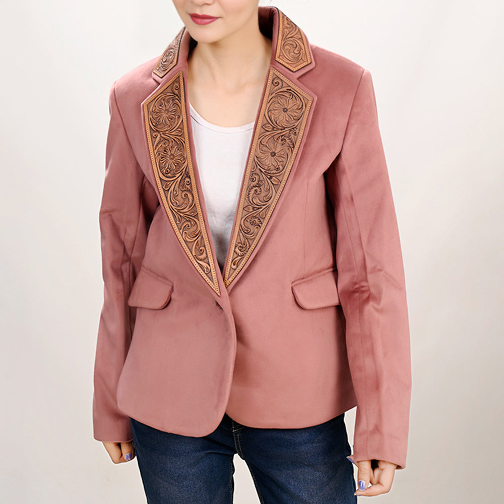American Darling Genuine leather Hand tooled carved Women Blazer dress jacket | Vintage