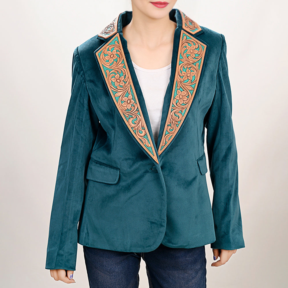 American Darling Genuine leather Hand tooled carved Women Blazer dress jacket | Vintage