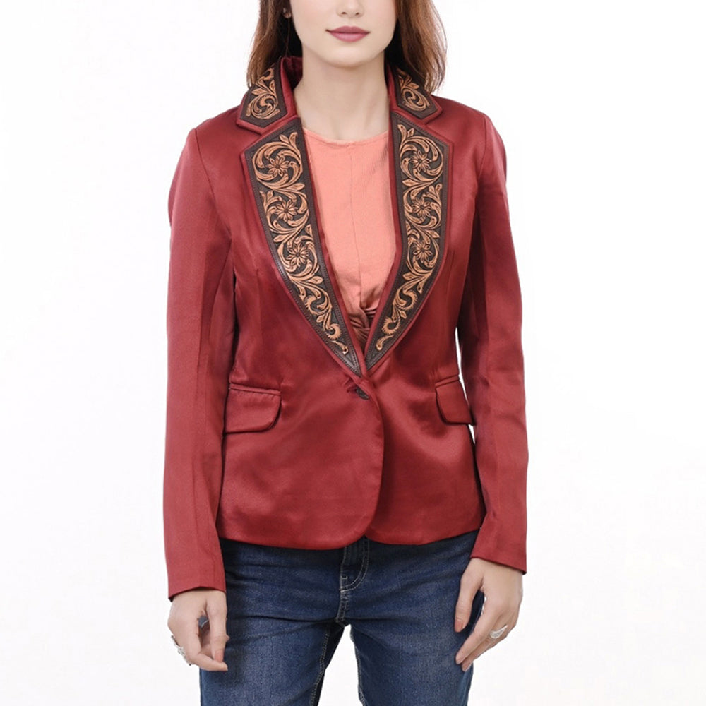 American Darling Genuine leather Hand tooled carved Women Blazer dress jacket | Vintage