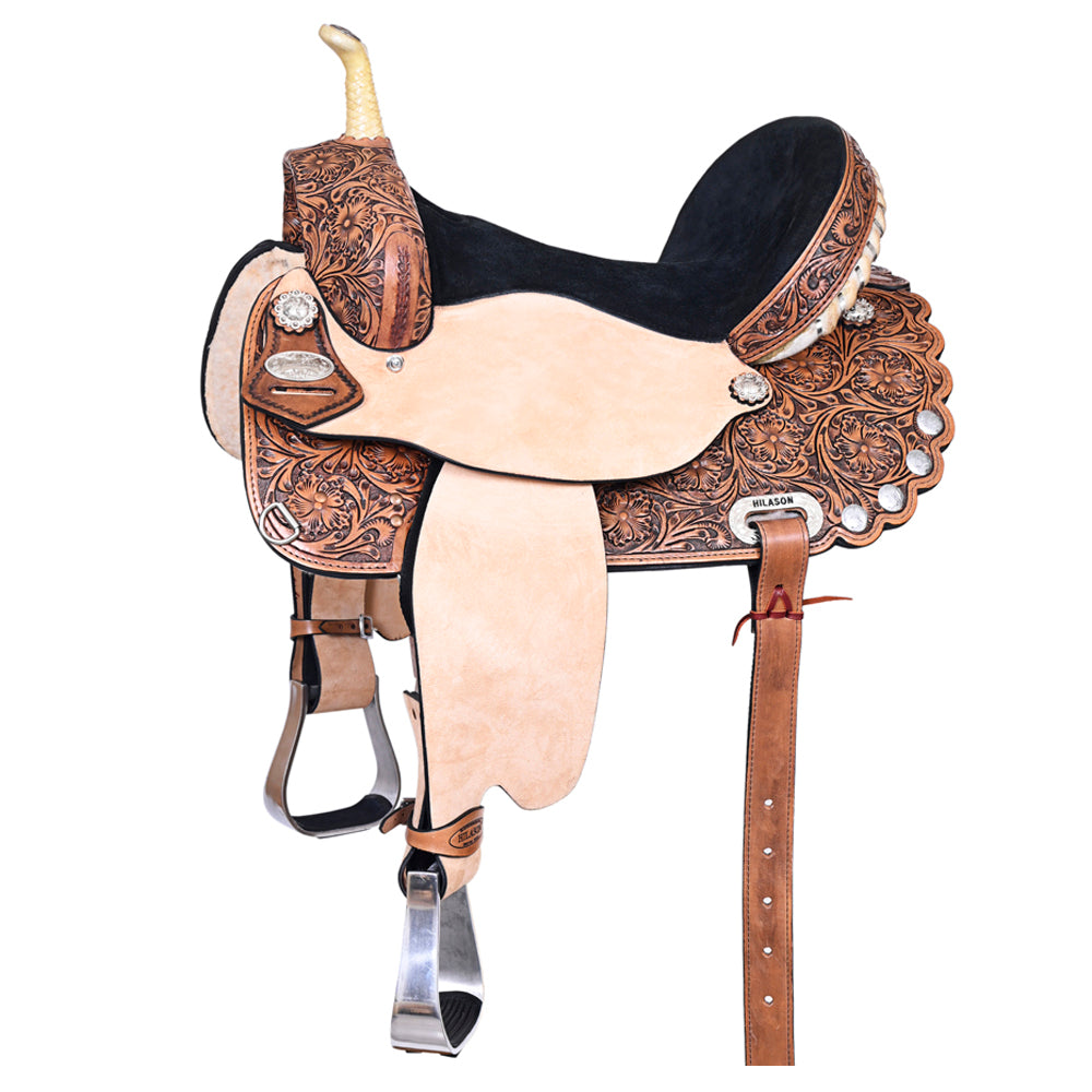 HILASON Western Horse Treeless Trail Barrel Saddle American Leather | for Horses