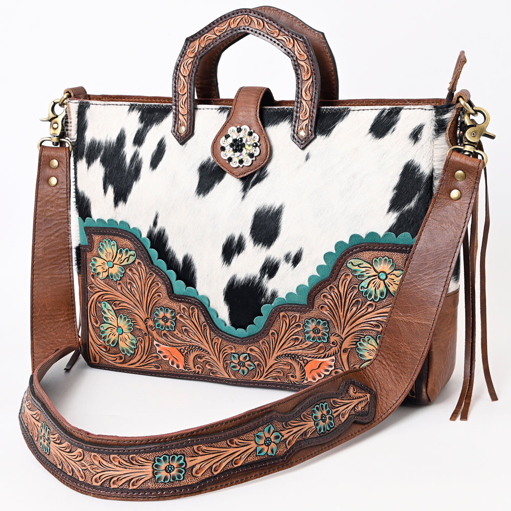 American Darling Tote Hand Tooled Hair on Genuine Leather Western Women Bag Handbag Purse | Travel Bags College Casual