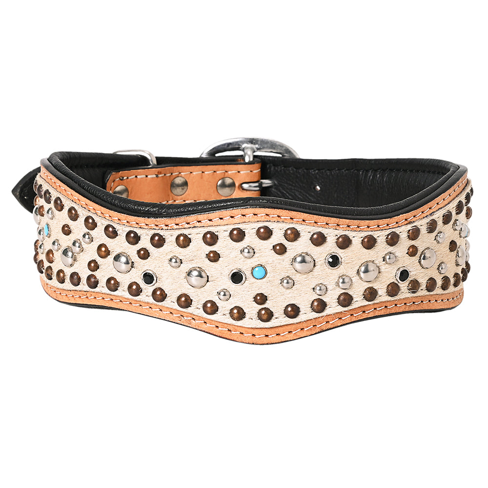 HILASON Western Style Beaded American Leather Pet Dog Collar