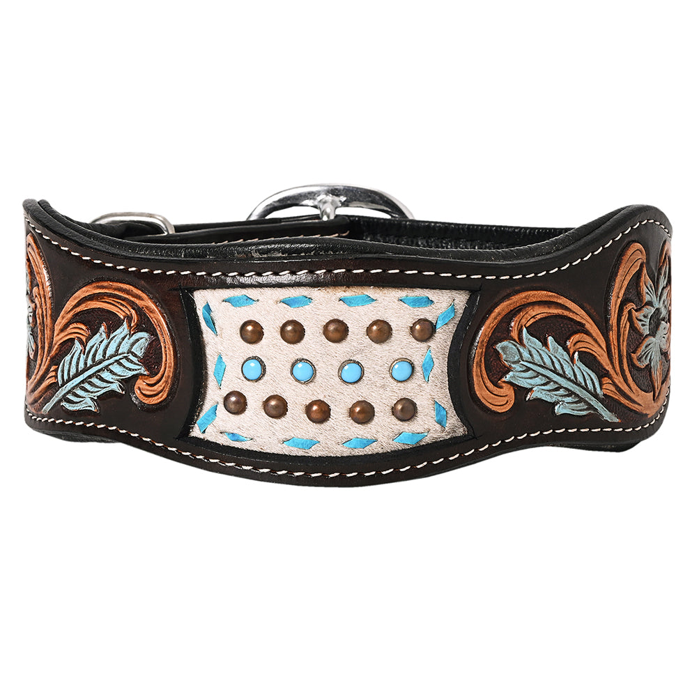 HILASON Western Genuine Leather Heavy Duty Dog Collar Floral Tooled