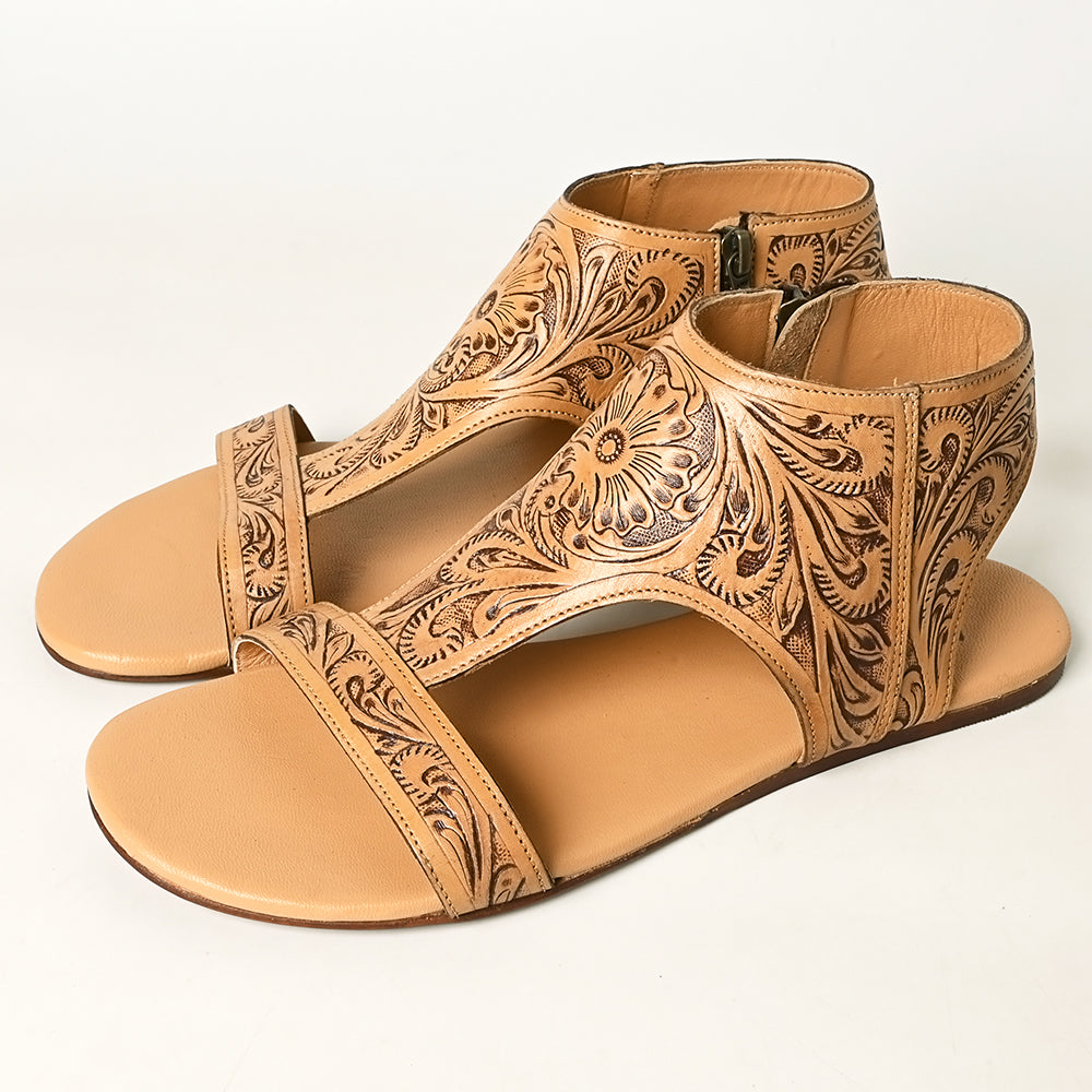 American Darling Hand Tooled, Carved Genuine Leather Sandal Footwear Flip Flop | Tooled