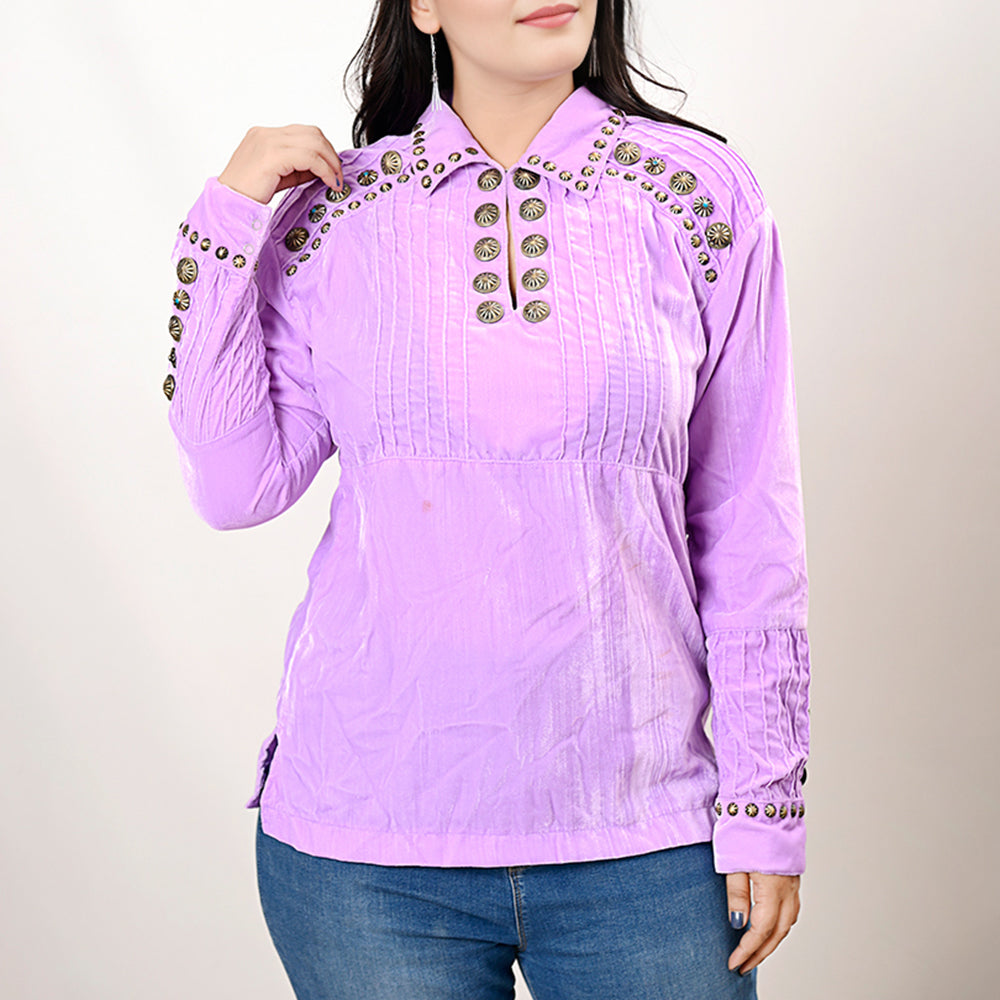 American Darling Velvet Women shirt dress Tunic Ladies girl Top Purple| Vintage Leather