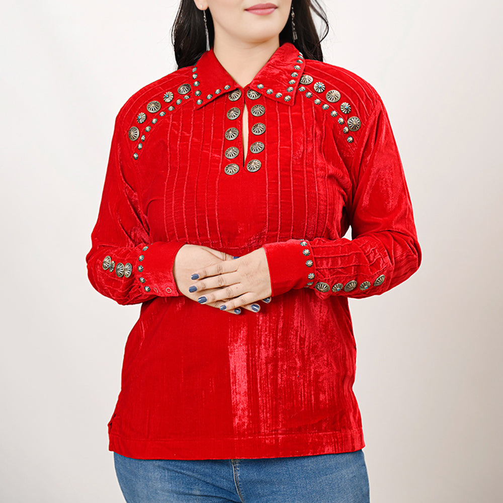 American Darling Velvet Women shirt dress Tunic Ladies girl Top Purple| Vintage Leather