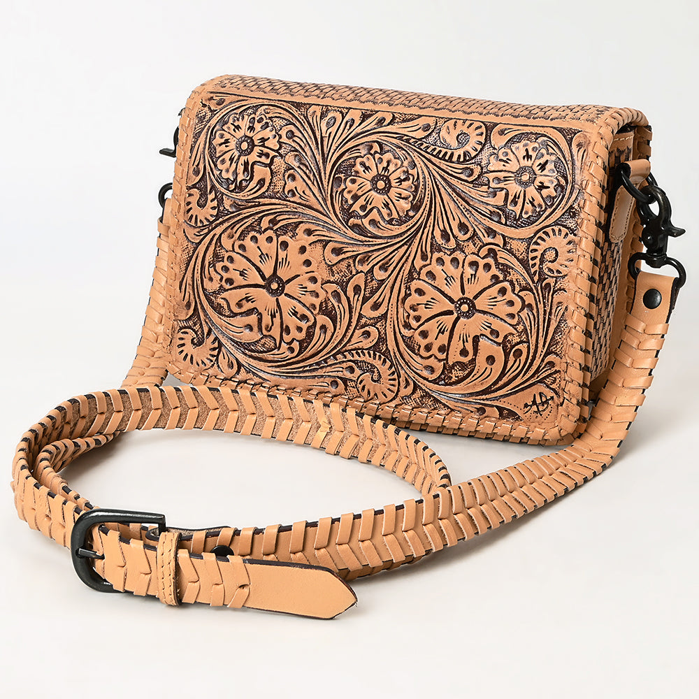 American Darling Cross Body Hand Tooled Genuine Leather Western Women Bag | Antique Tan Handbag Purse Crossbody for Cute