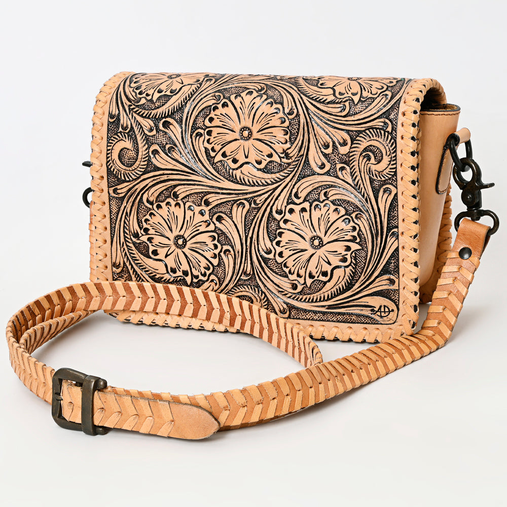 American Darling Cross Body Hand Tooled Genuine Leather Western Women Bag | Antique Tan Handbag Purse Crossbody for Cute