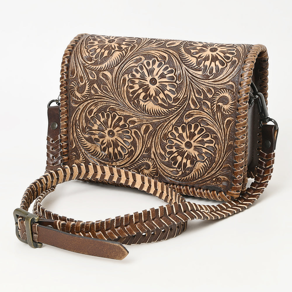 American Darling Cross Body Hand Tooled Genuine Leather Western Women Bag | Antique Tan Handbag Purse Crossbody for Cute