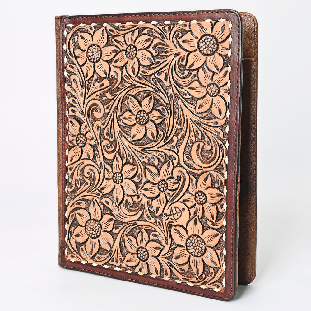 American Darling Western Tablet Sleeve Handcrafted from Hand Tooled Genuine Leather | Floral Carved Portfolio Case for Documents & Tech