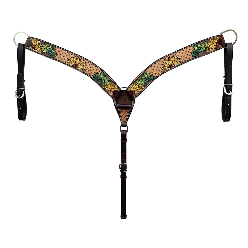 HILASON Western Horse Headstall Breast Collar Tack American Leather Brown | Set for Horses