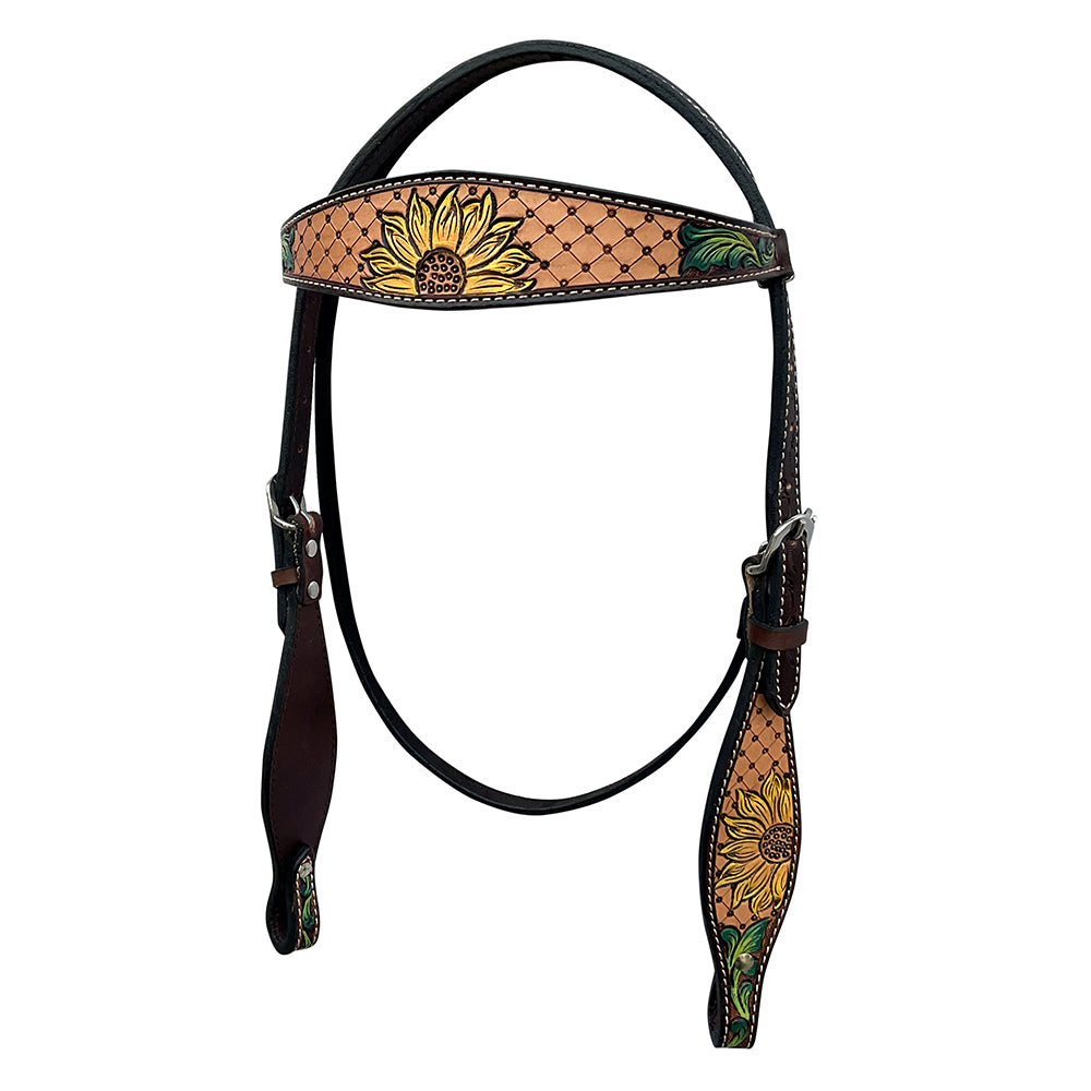HILASON Western Horse Headstall Breast Collar Tack American Leather Brown | Set for Horses