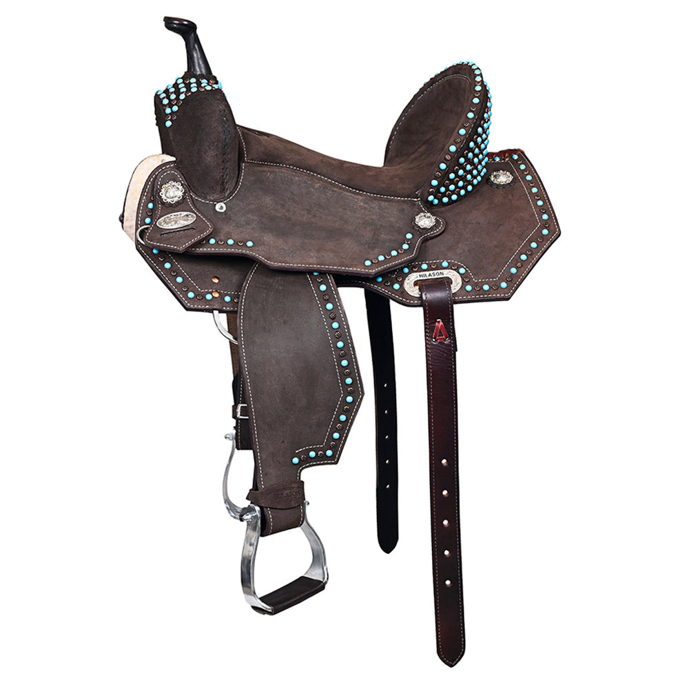 Hilason Western Horse Flex Tree Barrel Trail In Suede Leather Saddle Brown