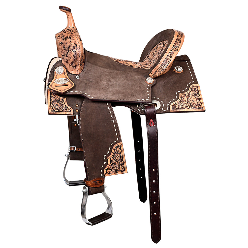 HILASON Western Horse Flex Tree Barrel Trail in American Leather Saddle Brown | for Horses