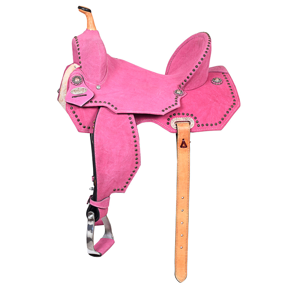HILASON Western Horse Flex Tree Barrel Trail in Leather Saddle Pink | for Horses