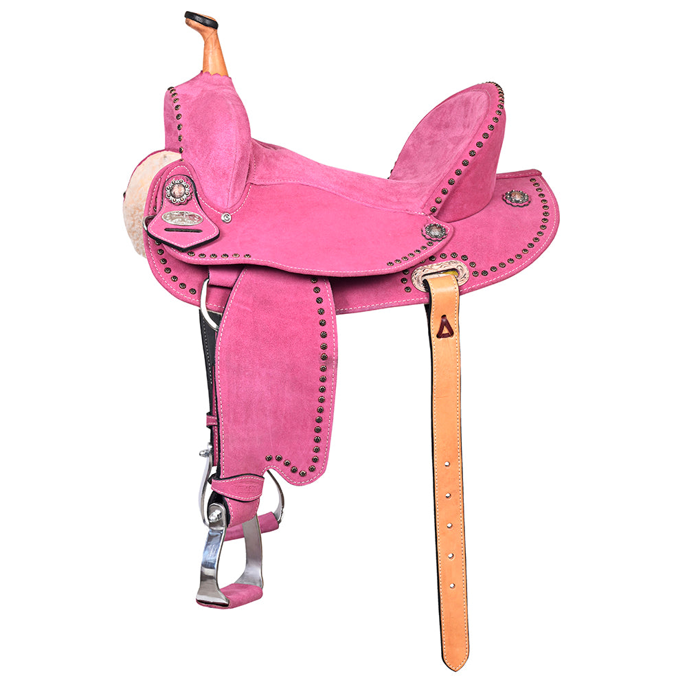 HILASON Western Horse Flex Tree Barrel Trail in Leather Saddle Pink | for Horses