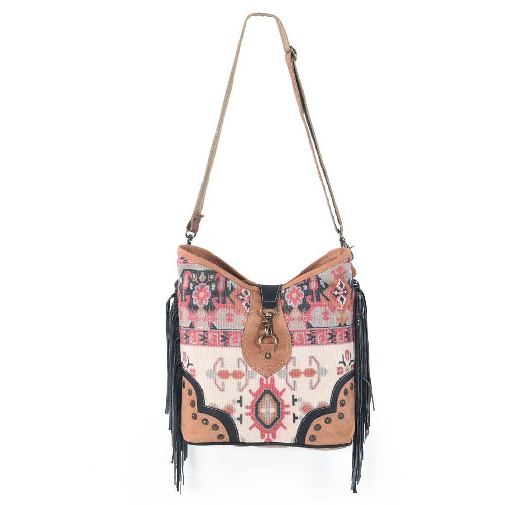 OHLAY Large Crossbody Upcycled Canvas Genuine Leather Women's Bag Western Handbag Purse | Womens Handbags Purses for Women, Summer