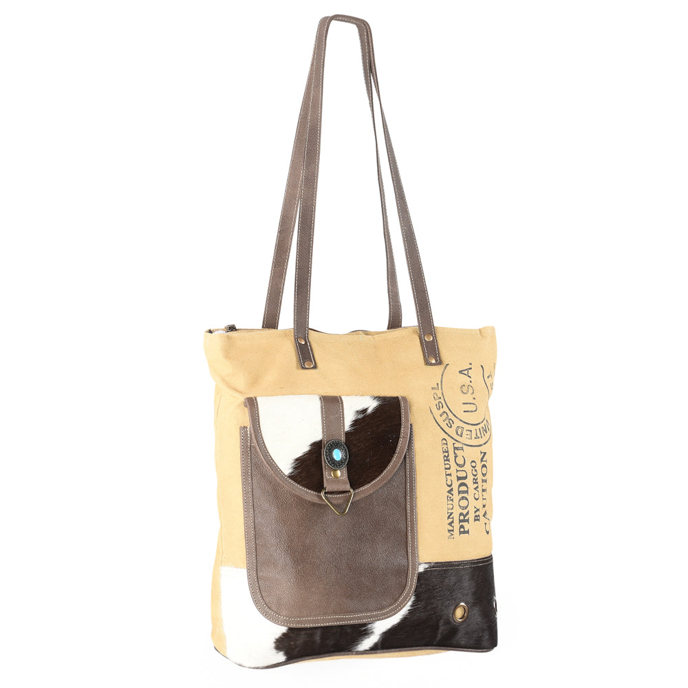 OHLAY KB572 TOTE Upcycled Canvas Hair-on Genuine Leather women bag western handbag purse