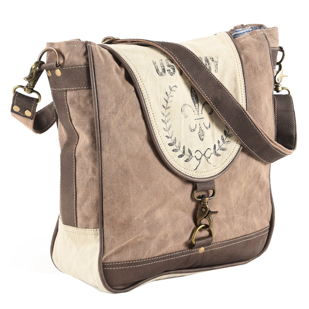 OHLAY MESSENGER Upcycled Canvas Genuine Leather women bag western handbag purse