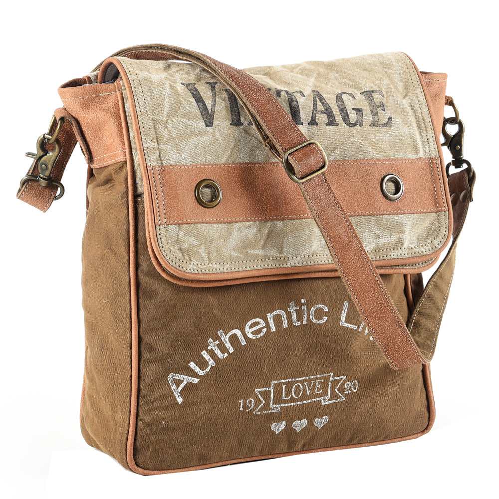 OHLAY Messenger Upcycled Canvas Genuine Leather Women's Bag Western Handbag Purse | Womens Handbags Purses for Women, Summer