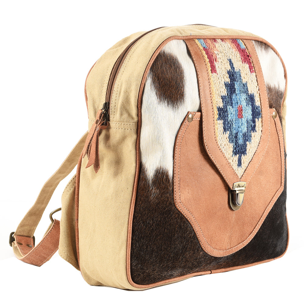 OHLAY Backpack Upcycled Wool Canvas Hair-On Genuine Leather Women Bag Western Handbag Purse | for Womens Summer