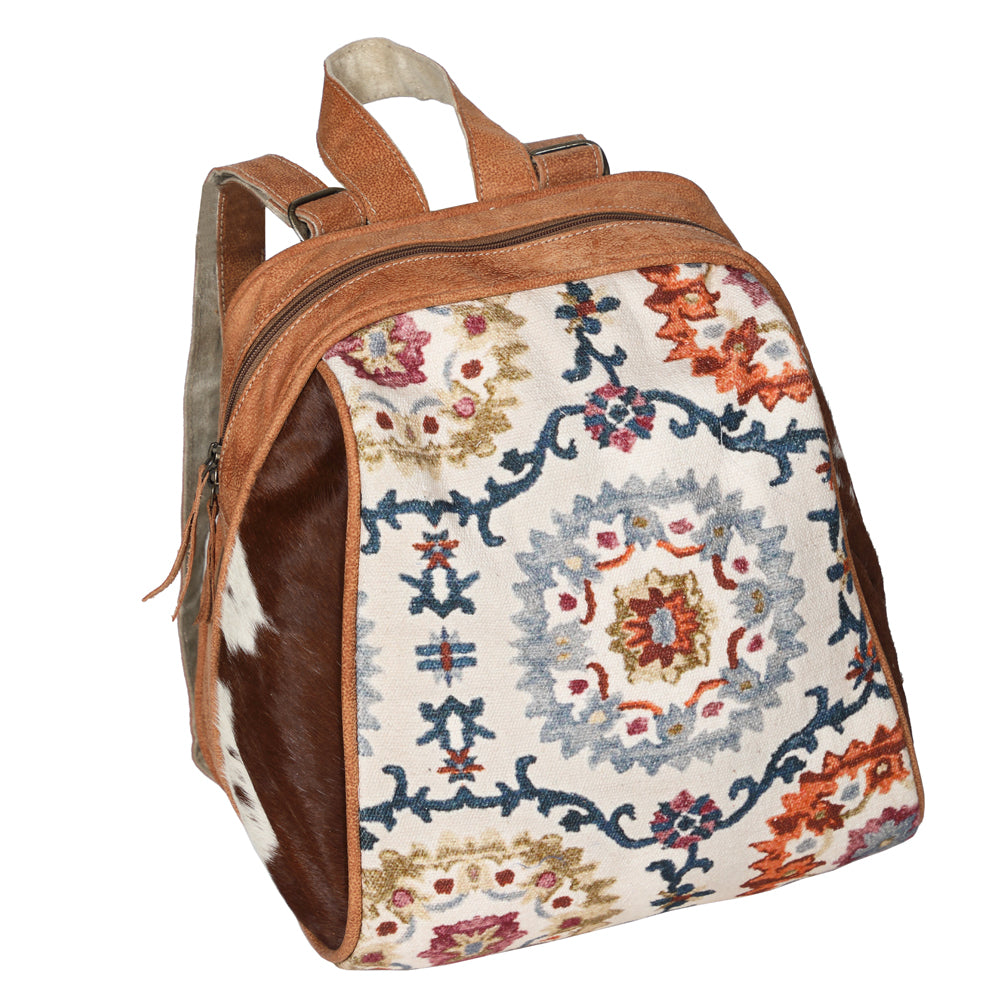 OHLAY Backpack Upcycled Canvas Hair-On Genuine Leather Women Bag Western Handbag Purse Womens Handbags Belt for Purses Summer